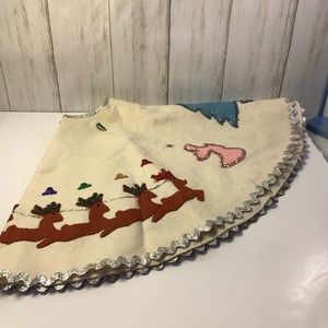 Vintage Christmas Tree Skirt Felt Sequins Beads